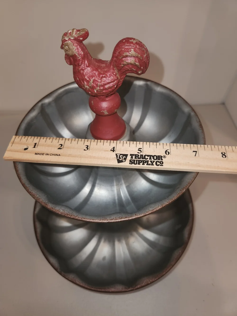 Red Shed Two-Tier Metal Serving Fruit Stand with Red Rooster Accent 14